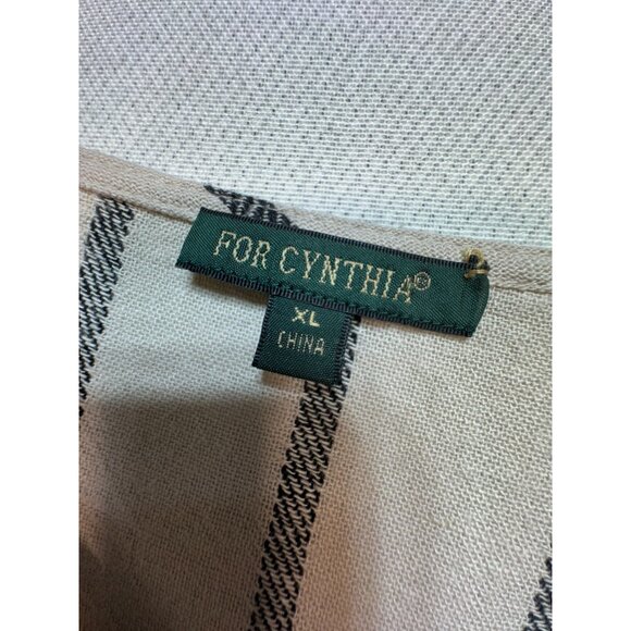 For Cynthia Womens Asymmetrical Shift Dress XL Ivory Stripe Sleeveless Y2K Retro - Picture 2 of 13